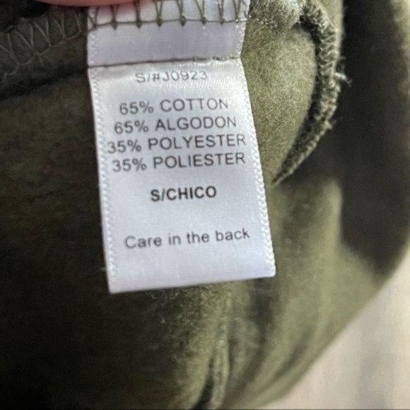 Olive Green Hooded Fleece Jacket Light Weight Coat Size S - Picture 9 of 10